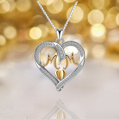 S925 Sterling Silver Heart MOM Pendant Necklace